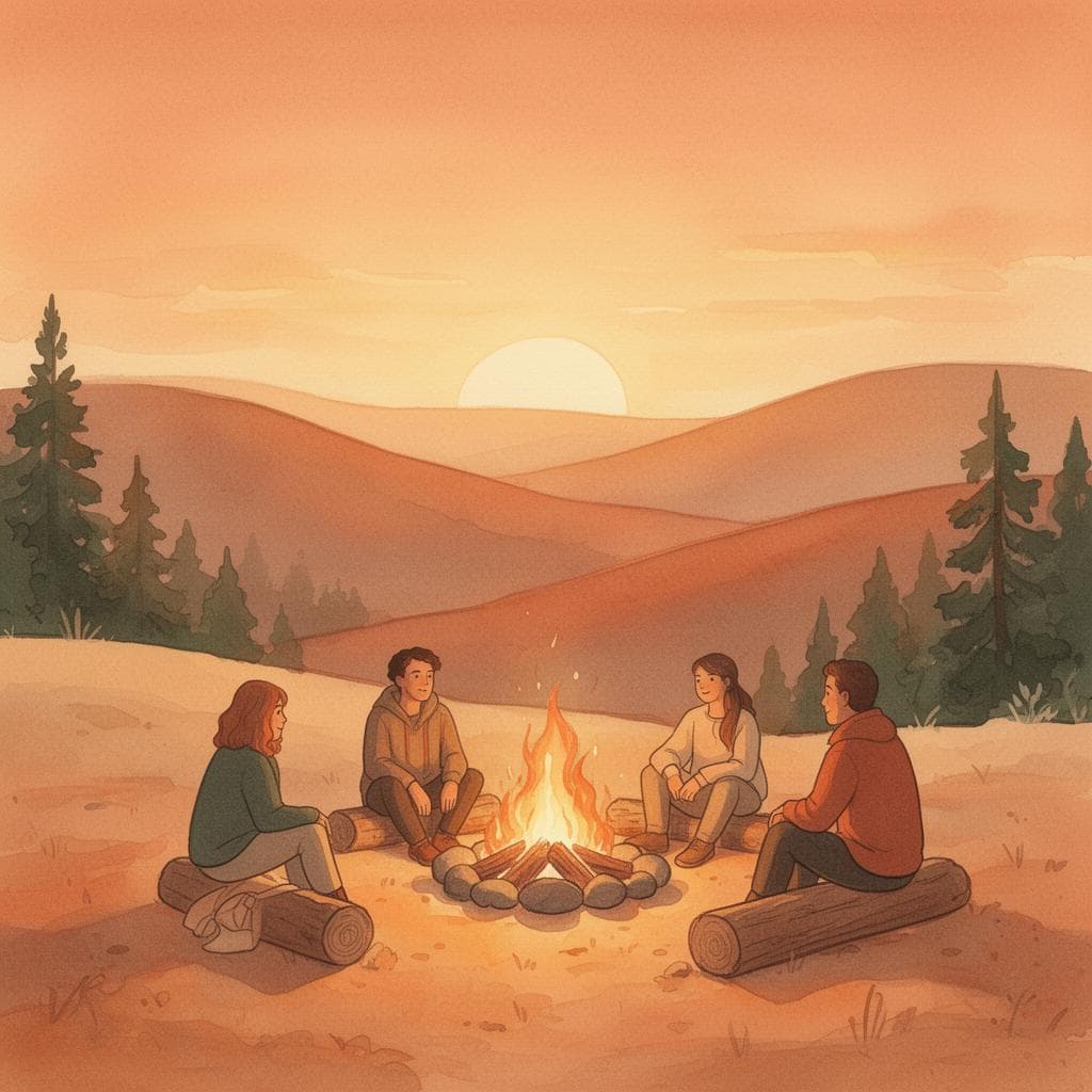 Warm campfire gathering